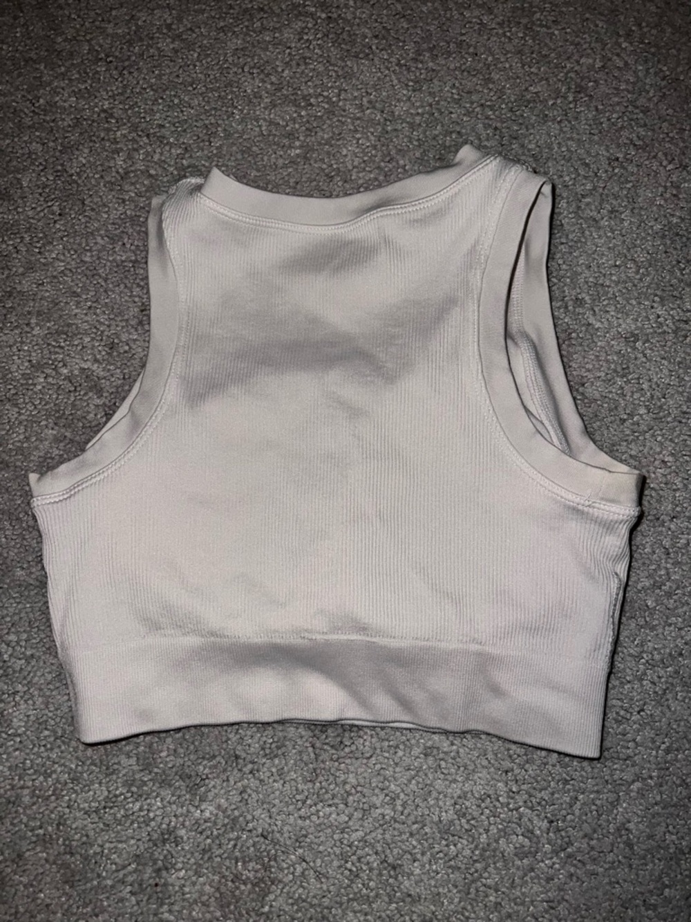 Pro- Fit White Ribbed Crop Tank - Picture 2 of 3